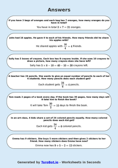 Math - Multiplication and Division - Year 3 - Challenge Multi Step Mixed Operations
