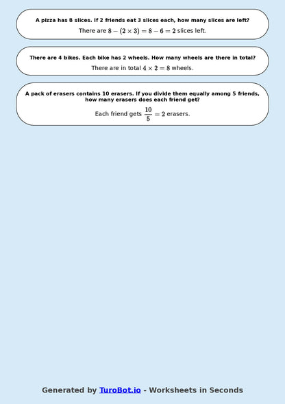 Math - Multiplication and Division - Year 3 - Challenge Multi Step Mixed Operations