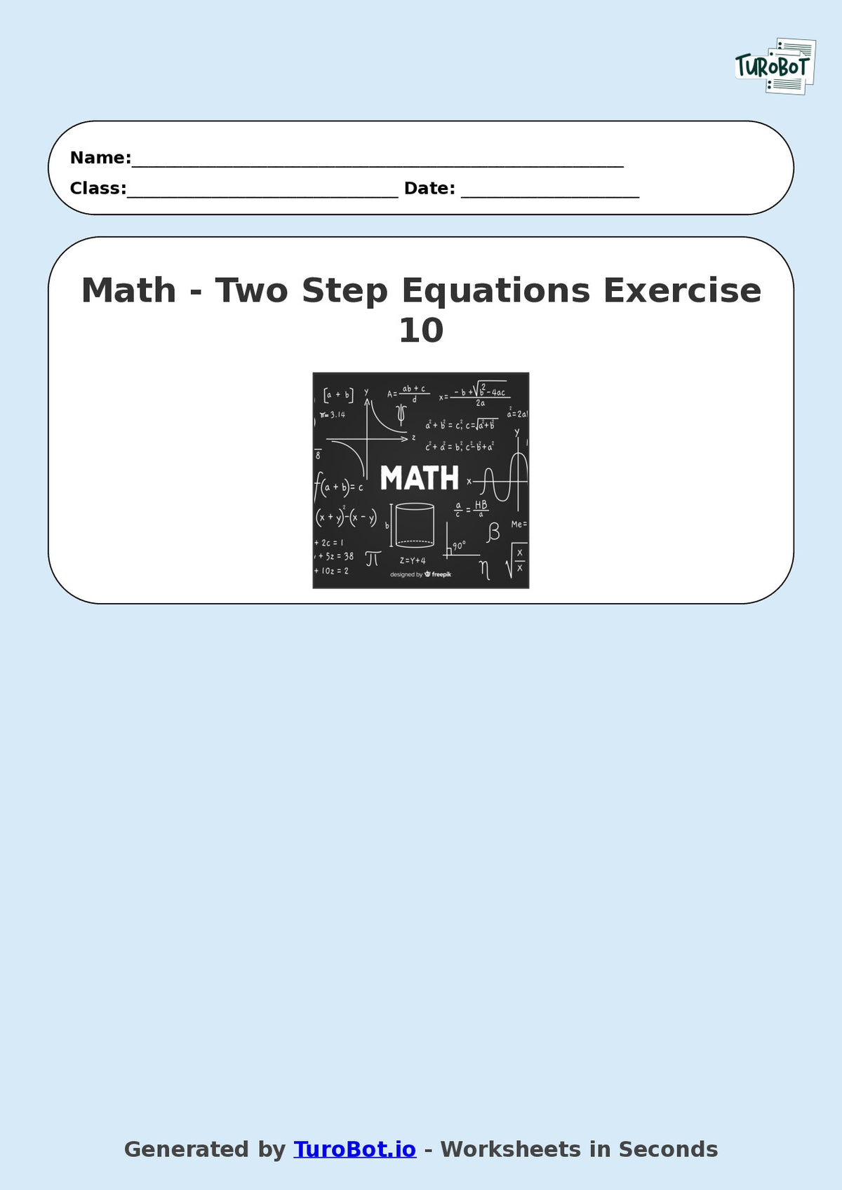 Math - Two Step Equations Exercise 10 - Year 7 - Exercise 10