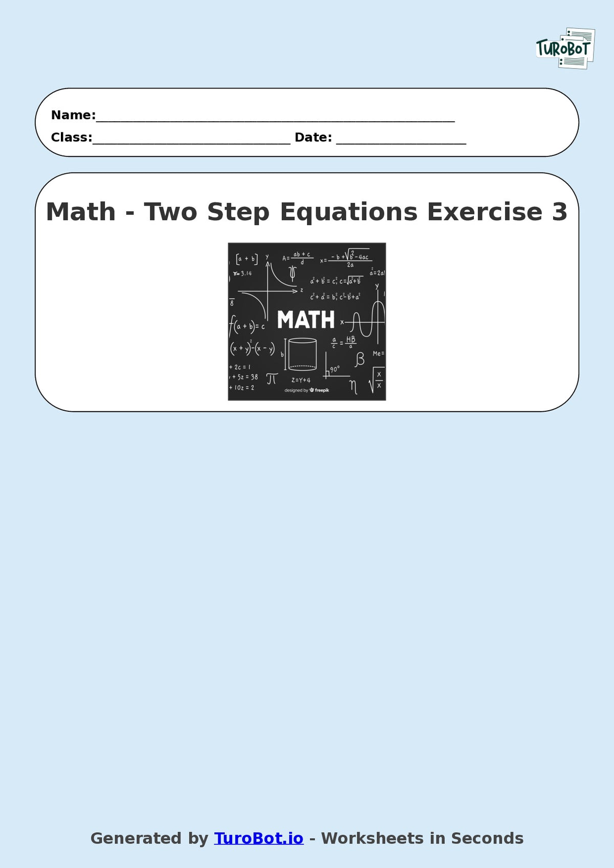 Math - Two Step Equations Exercise 3 - Year 7 - Exercise 3