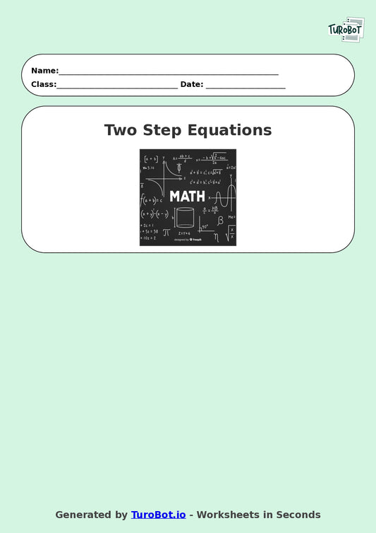 Math - Two Step Equations Exercise 4 - Year 7 - Exercise 4