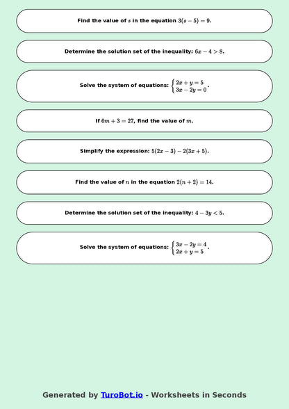 Math - Two Step Equations Exercise 5 - Year 7 - Exercise 5