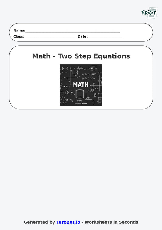 Math - Two Step Equations Exercise 6 - Year 7 - Exercise 6