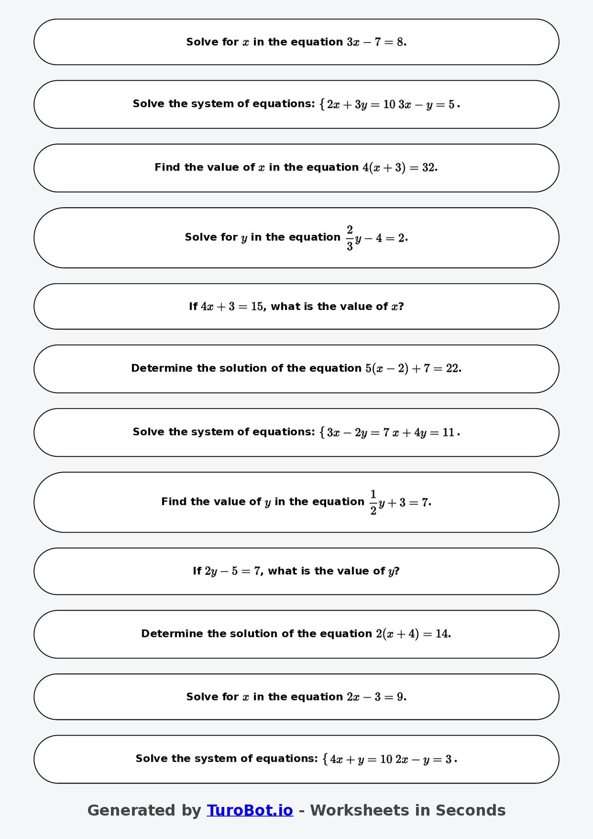 Math - Two Step Equations Exercise 6 - Year 7 - Exercise 6