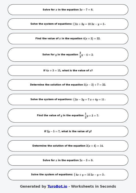 Math - Two Step Equations Exercise 6 - Year 7 - Exercise 6