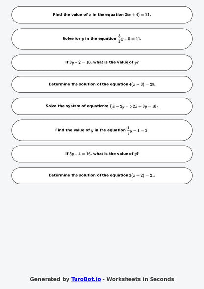 Math - Two Step Equations Exercise 6 - Year 7 - Exercise 6