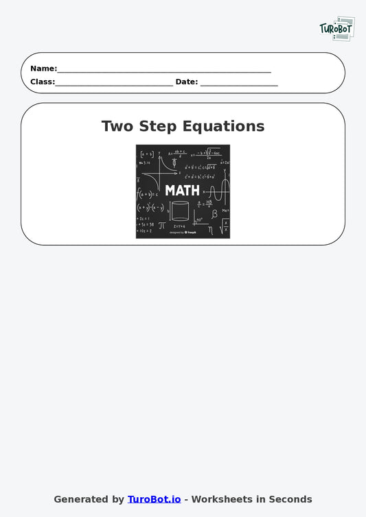 Math - Two Step Equations Exercise 7 - Year 7 - Exercise 7