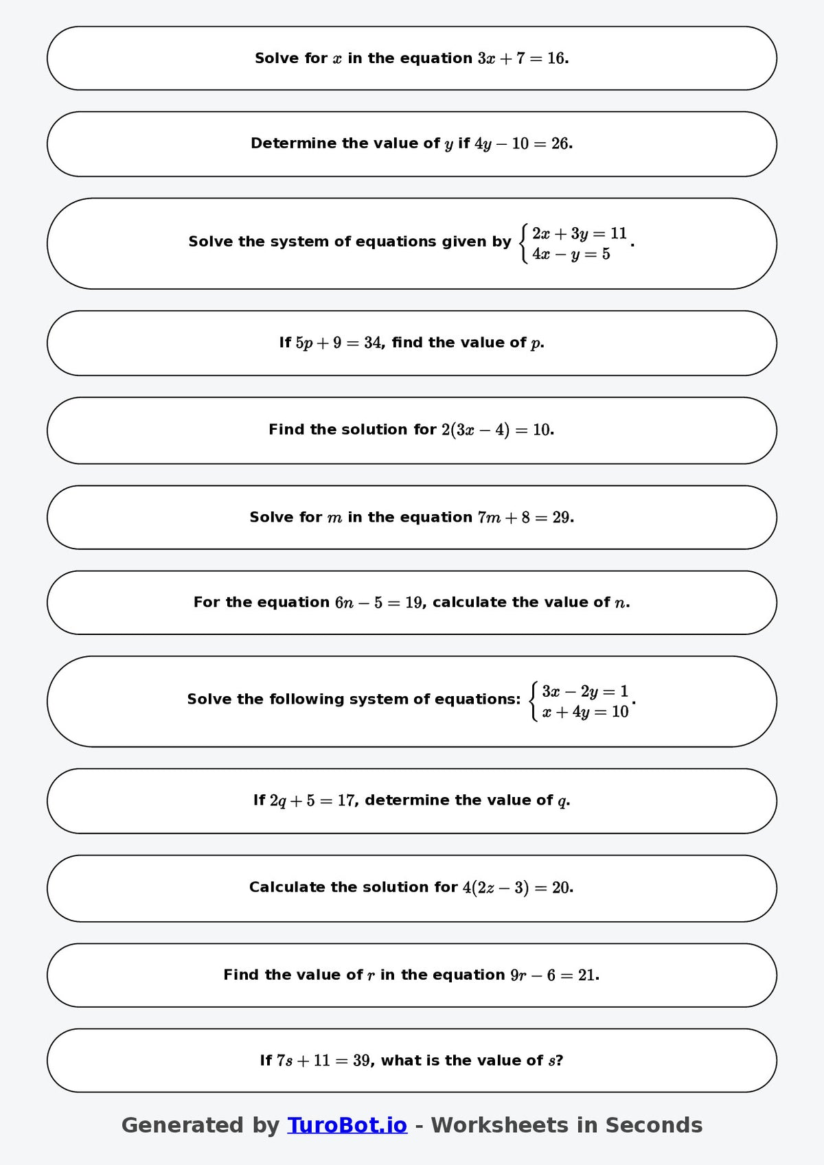 Math - Two Step Equations Exercise 7 - Year 7 - Exercise 7