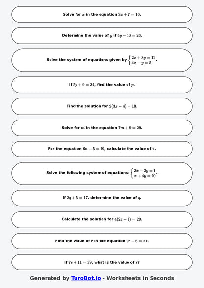 Math - Two Step Equations Exercise 7 - Year 7 - Exercise 7