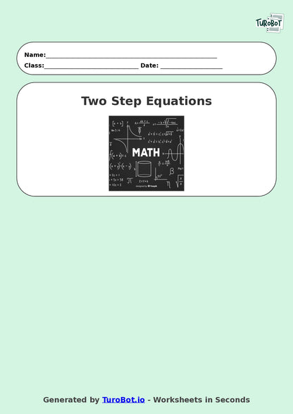 Math - Two Step Equations Exercise 8 - Year 7 - Exercise 8