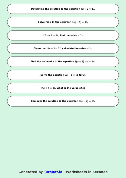 Math - Two Step Equations Exercise 8 - Year 7 - Exercise 8