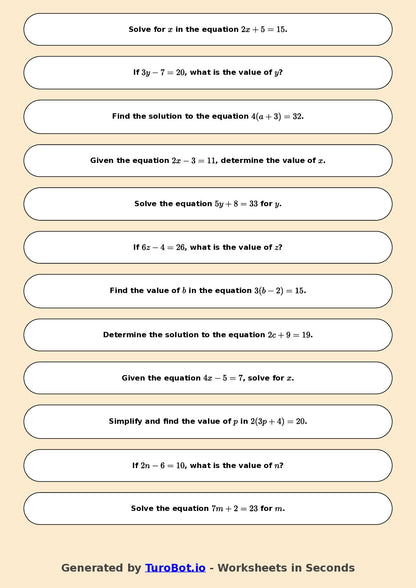 Math - Two Step Equations Exercise 9 - Year 7 - Exercise 9