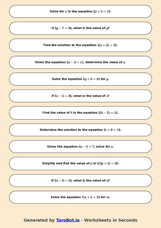 Math - Two Step Equations Exercise 9 - Year 7 - Exercise 9