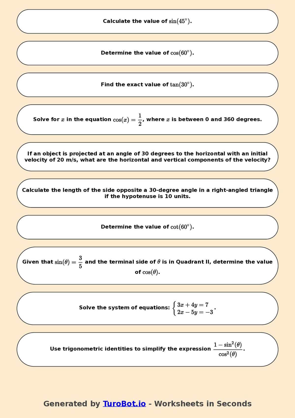 Math - Year 11 - Trigonometry