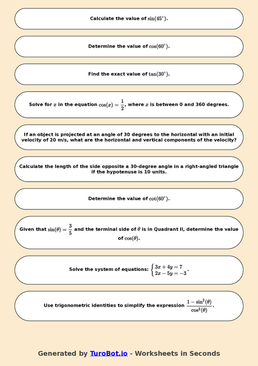 Math - Year 11 - Trigonometry