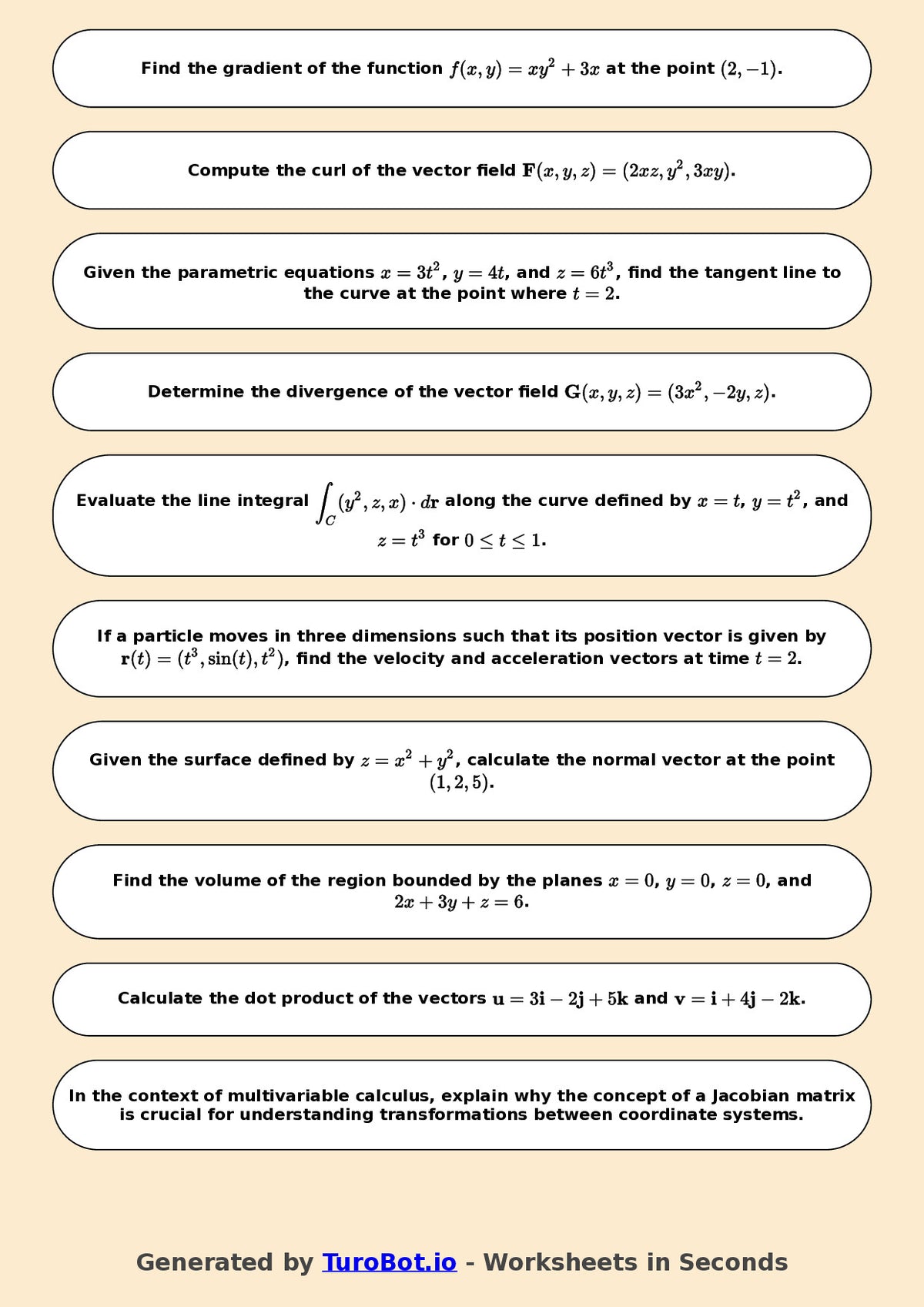 Math - Year 12 - Multivariable calculus