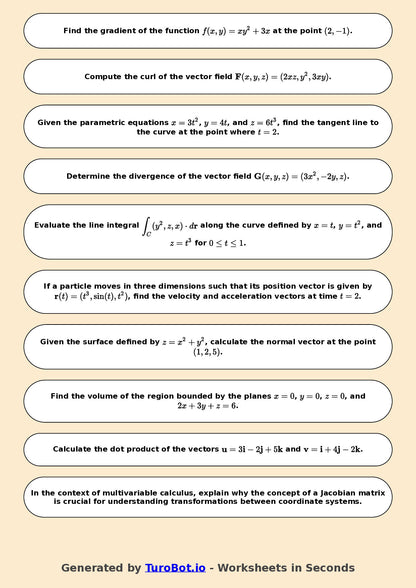 Math - Year 12 - Multivariable calculus