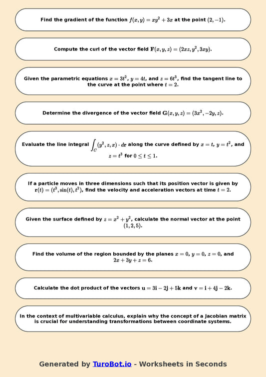 Math - Year 12 - Multivariable calculus
