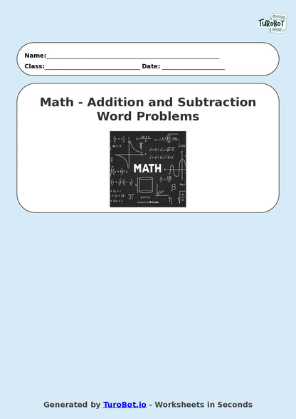 Math - Year 2 - Addition and Subtraction Word Problems