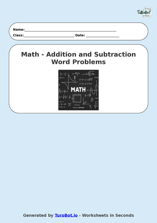 Math - Year 2 - Addition and Subtraction Word Problems