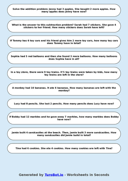 Math - Year 2 - Addition and Subtraction Word Problems