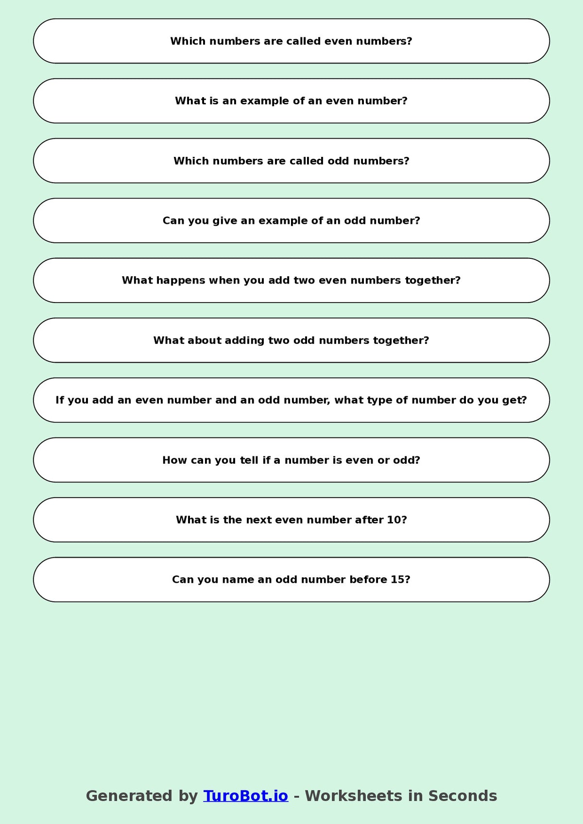 Math - Year 2 - Even and Odd Numbers