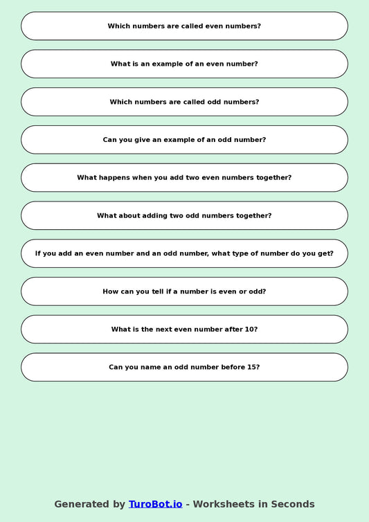 Math - Year 2 - Even and Odd Numbers