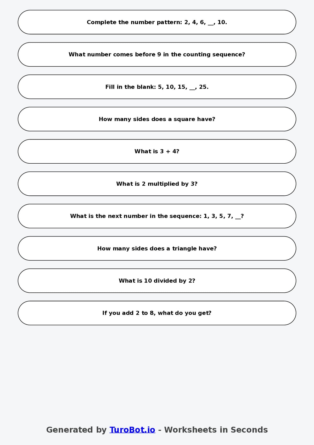 Math - Year 2 - Simple Number Patterns