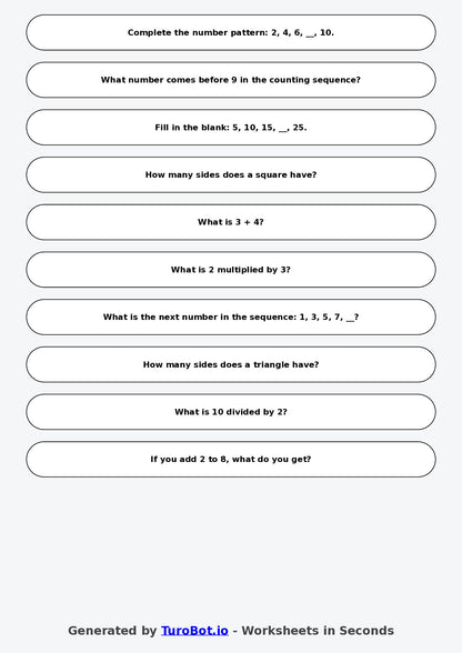 Math - Year 2 - Simple Number Patterns