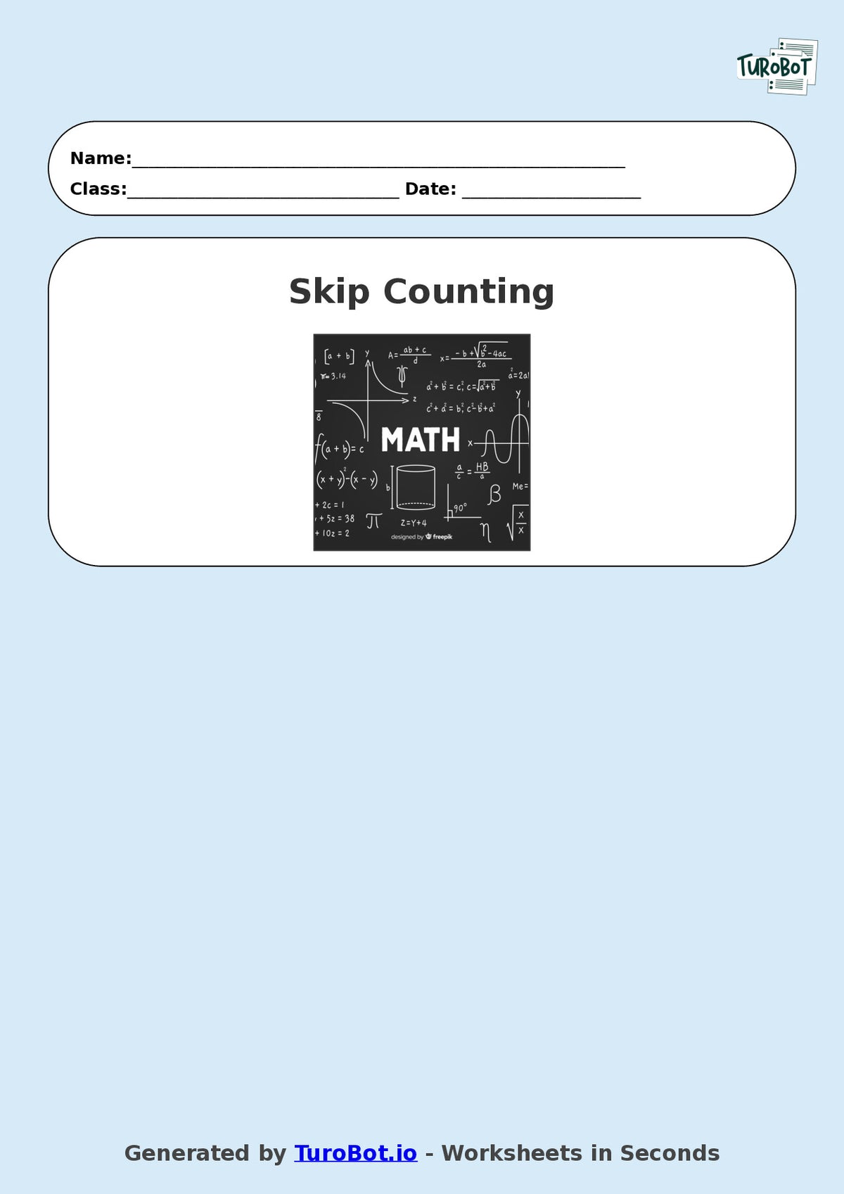 Math - Skip Counting by 2s, 5s, and 10s - Year 3 - Skip Counting Practice 1