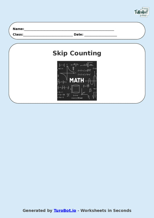 Math - Skip Counting by 2s, 5s, and 10s - Year 3 - Skip Counting Practice 1