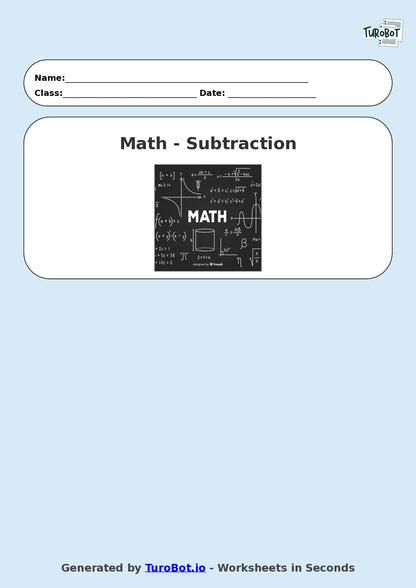 Math - Year 2 - Subtraction Practice