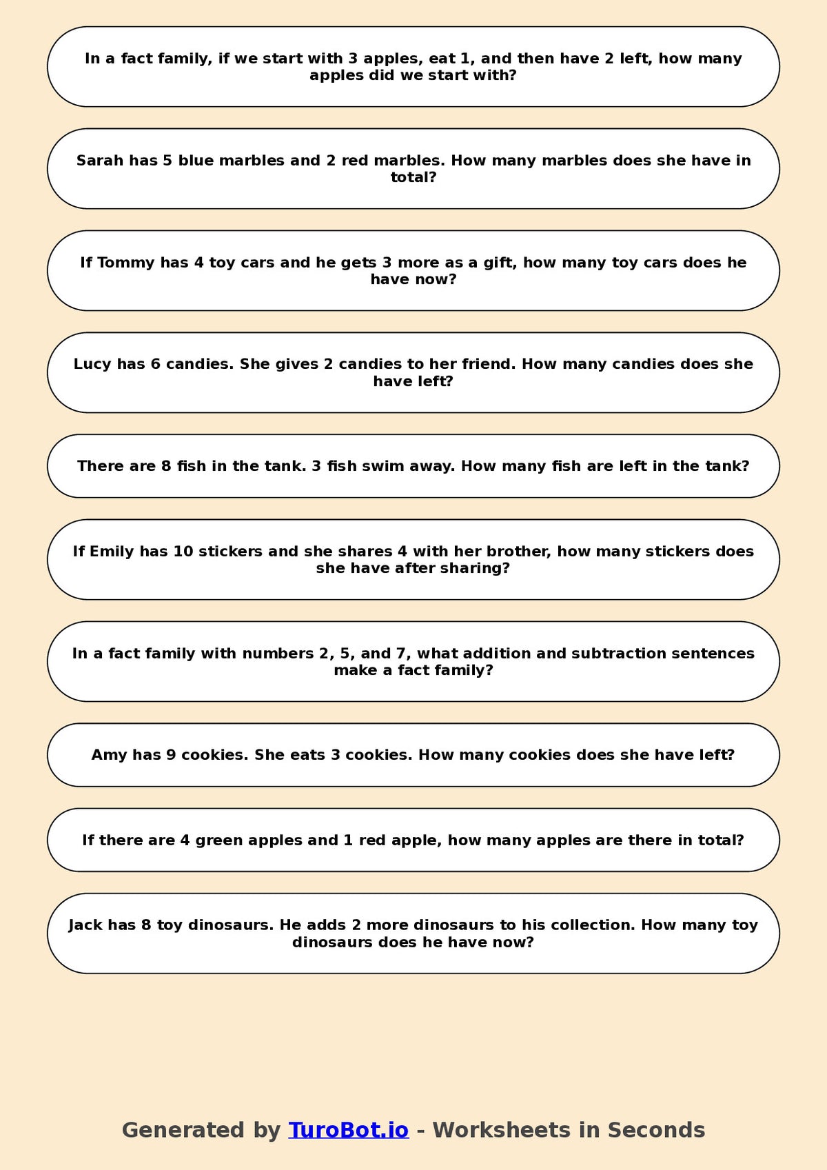Math - Year 3 - Fact Families (Addition and Subtraction)