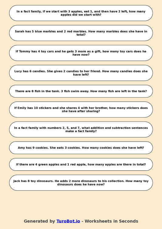 Math - Year 3 - Fact Families (Addition and Subtraction)