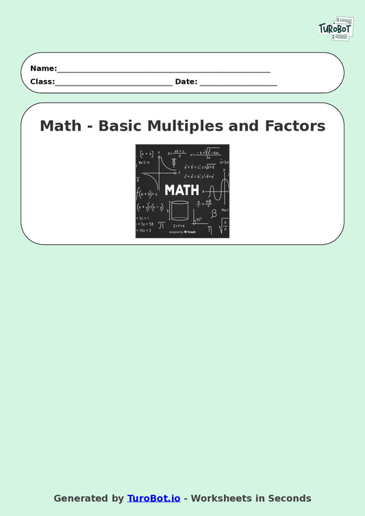 Math - Year 4 - Basic Multiples and Factors