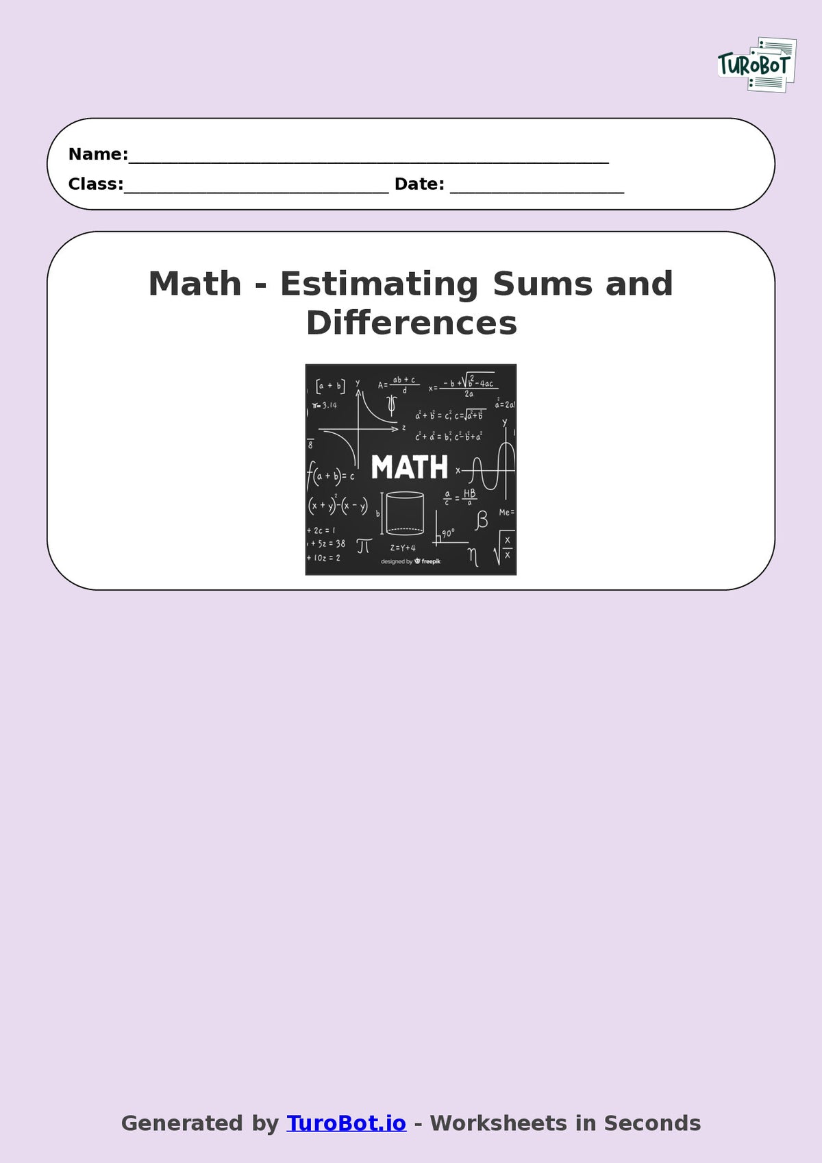 Math - Year 4 - Estimating Sums and Differences