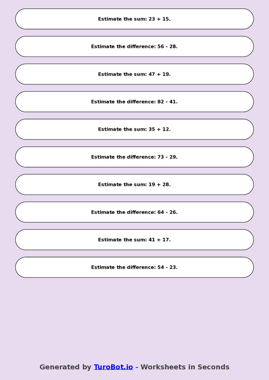 Math - Year 4 - Estimating Sums and Differences
