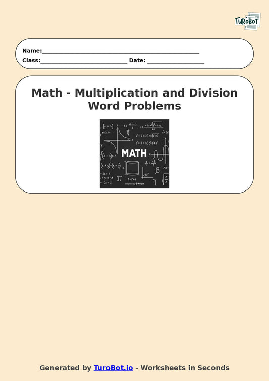 Math - Year 4 - Multiplication and Division Word Problems