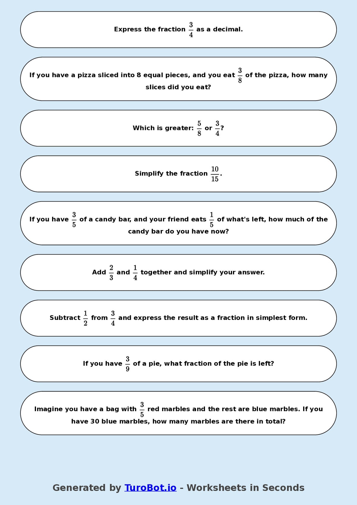 Math - Year 4 - Simple Fractions (written only)