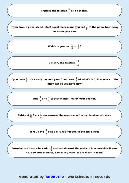Math - Year 4 - Simple Fractions (written only)