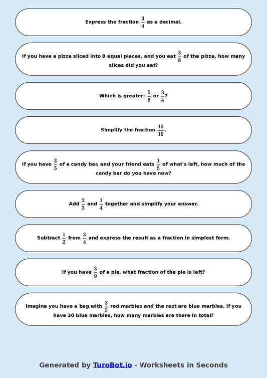 Math - Year 4 - Simple Fractions (written only)