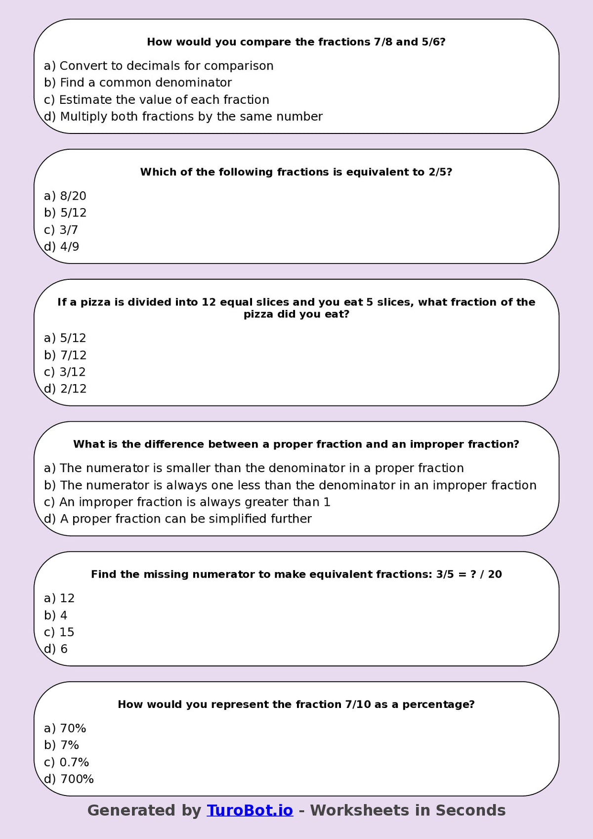 Math - Year 5 - Fractions Advanced