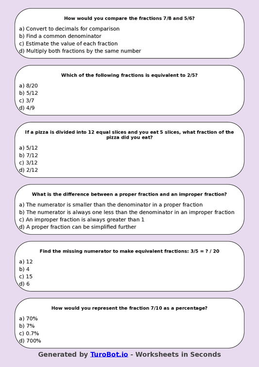 Math - Year 5 - Fractions Advanced