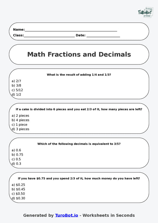 Math - Year 5 - Fractions and Decimals