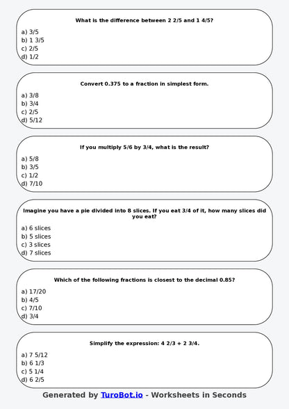 Math - Year 5 - Fractions and Decimals