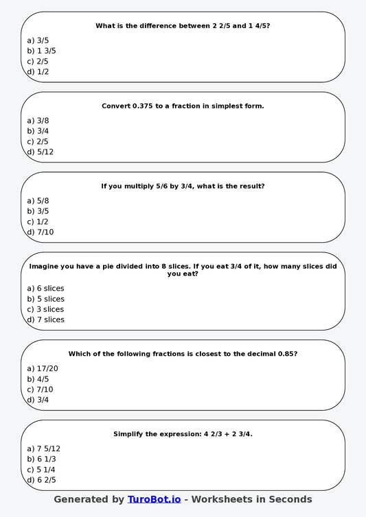 Math - Year 5 - Fractions and Decimals