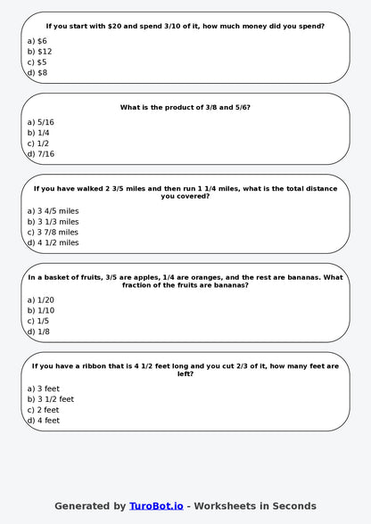 Math - Year 5 - Fractions and Decimals
