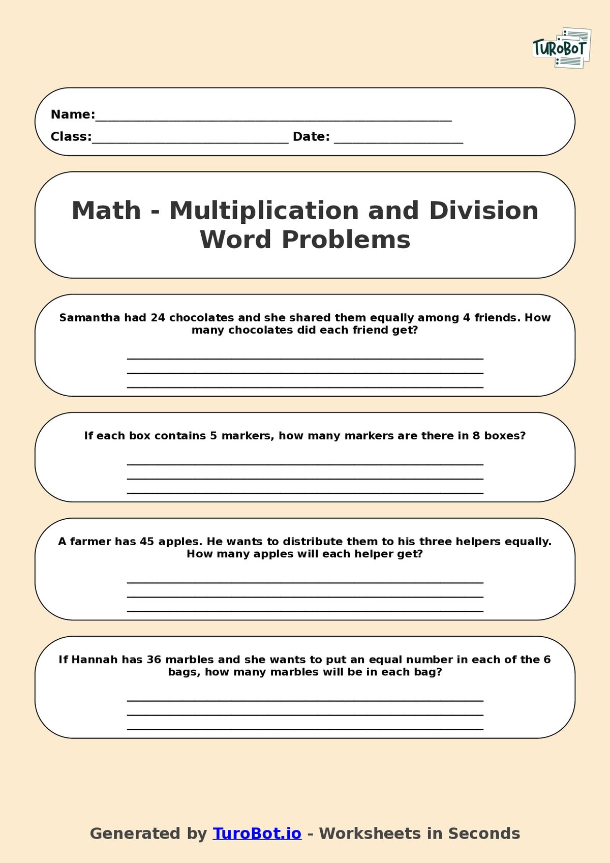 Math - Year 5 - Multiplication & Division