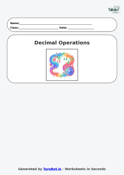 Year 6 Math Worksheet – Decimal Operations - Multiply and Divide 2
