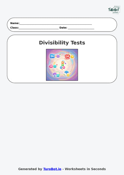 Year 6 Math Worksheet – Divisibility Tests